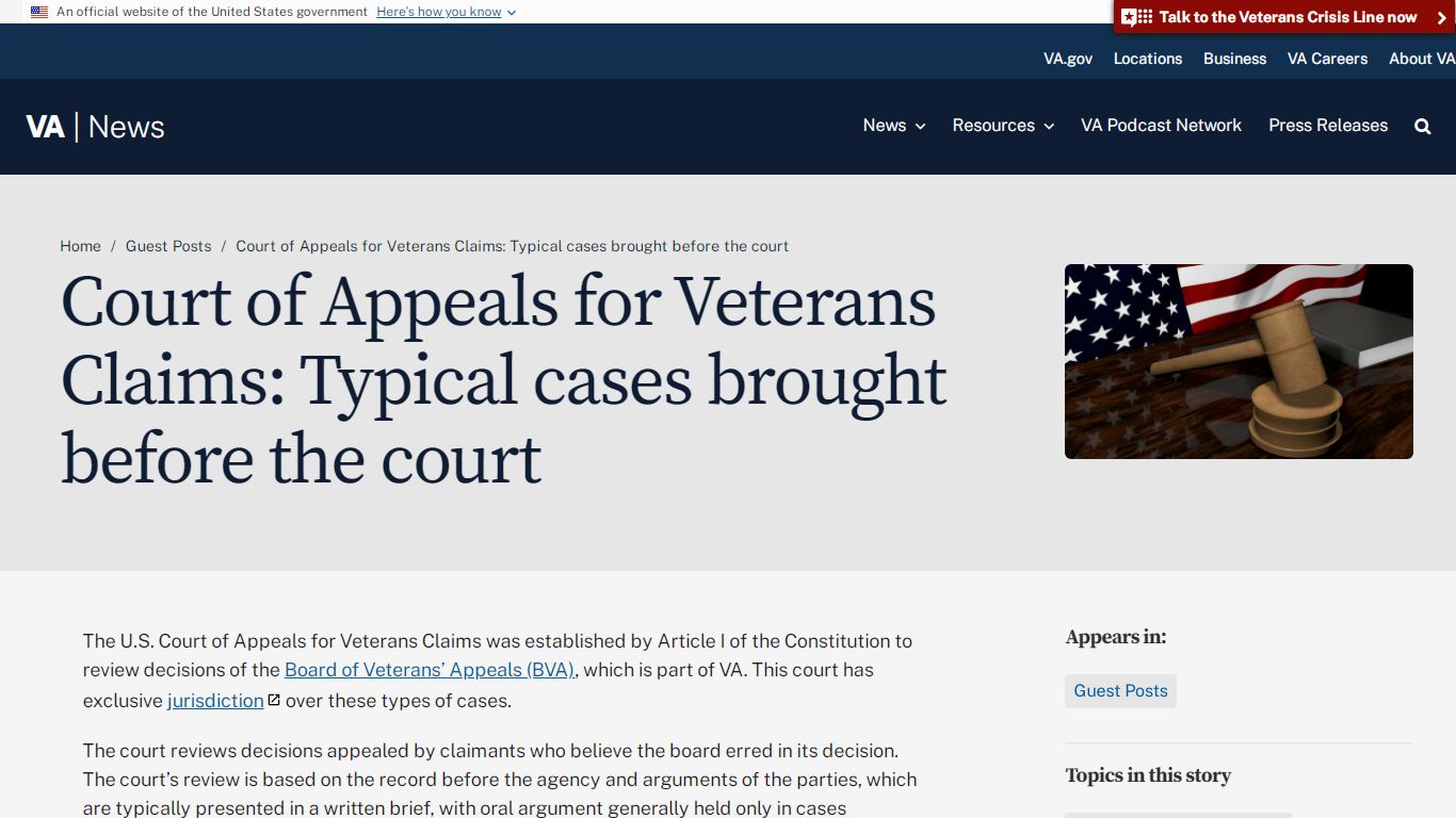 Court of Appeals for Veterans Claims: Typical cases brought before the ...