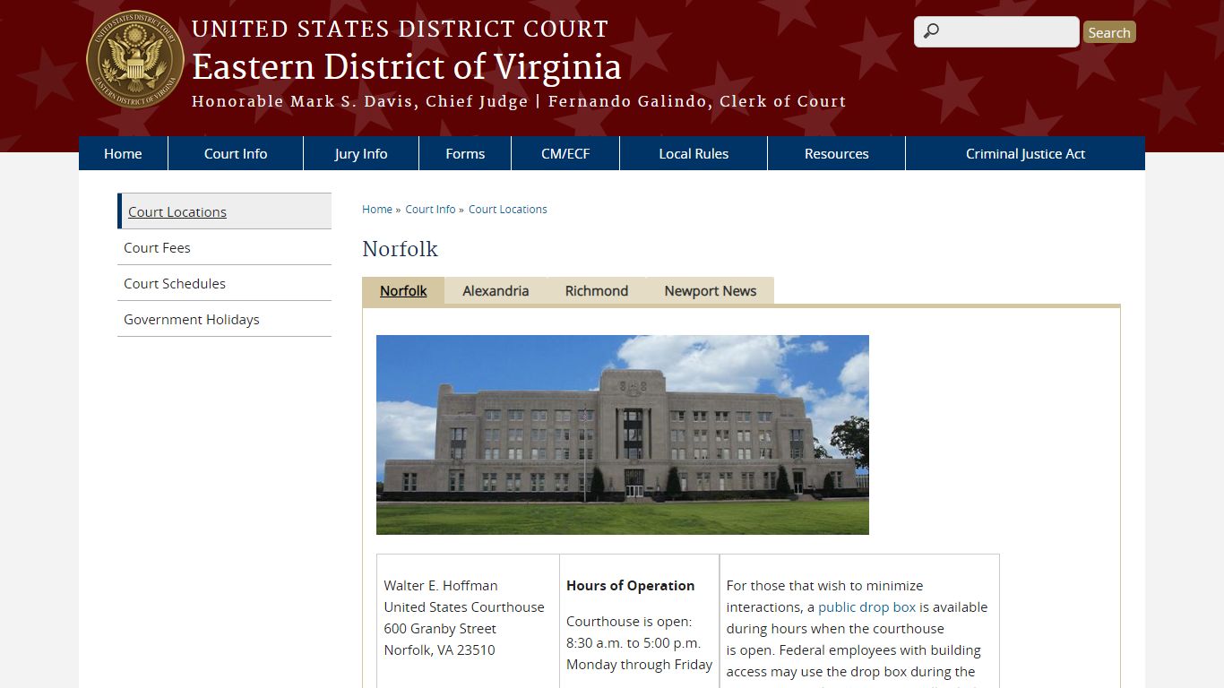 Norfolk | Eastern District of Virginia | United States District Court